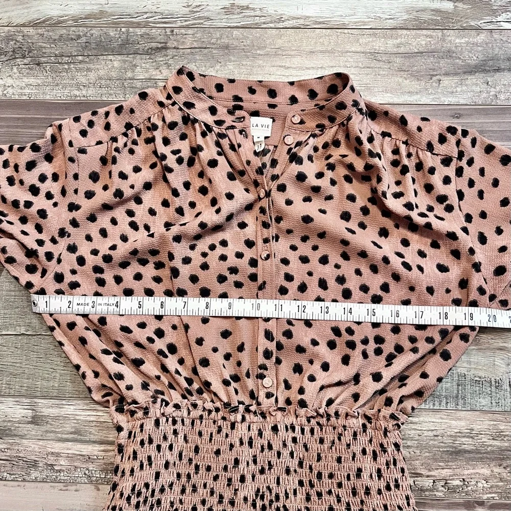Rebecca Taylor La Vie Le Faune Mini Dress Sz M Smock Cheetah Print Long Sleeve